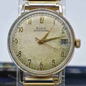 Vintage Elgin Sportsman 17 Jewel Hand Wind 1960's 33mm Watch Made In Germany